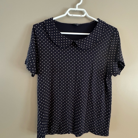 HOBBS - Polka dots Peter Pan collar top Navy XL - Picture 2 of 5